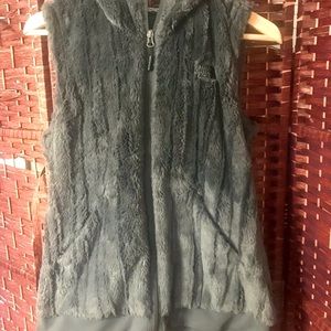 North Face grey soft teddy vest